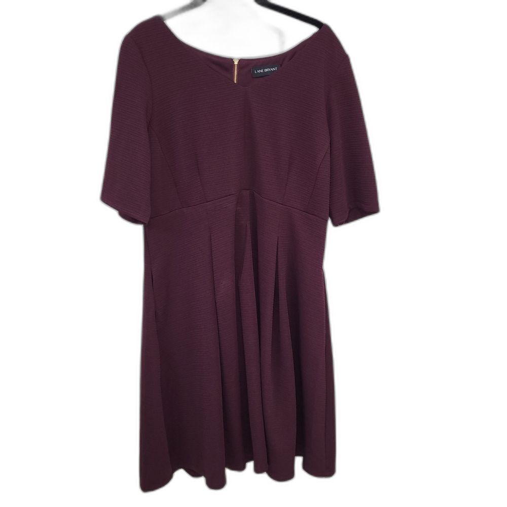 NEW Lane Bryant Plum A-Line Midi Dress Crew Neck Short Sleeve - 14/16